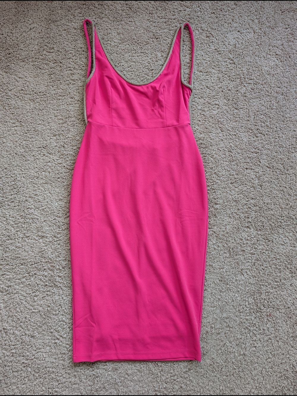 Fashion Nova Womens Pink Shanel Backless Rhinetsone Midi Dress NWT Size Large - Picture 6 of 13